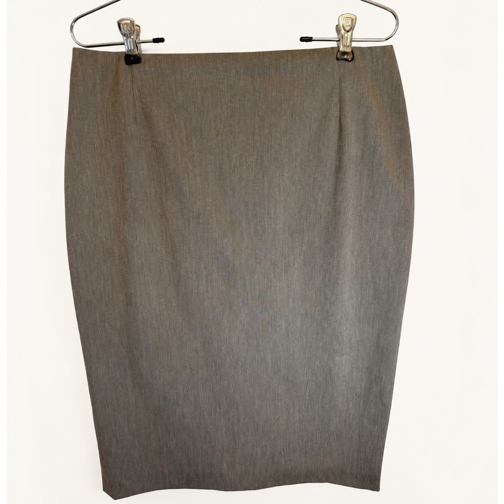 Alex Marie Pencil Skirt Brown Textured Linen Blend Size 10 Lined Back Vent